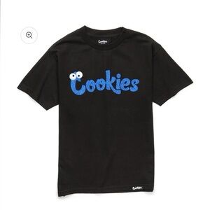 Cookies Black Tee with Blue Logo and Playful Eye Detail
